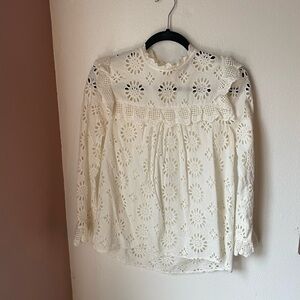 Zara Elegant White Lace Blouse